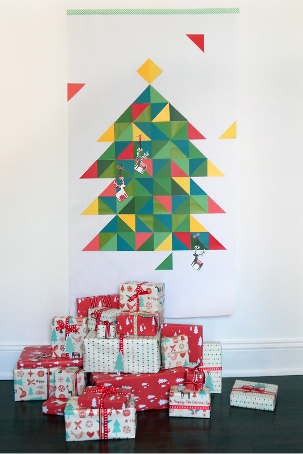 DIY paint chip Christmas tree wall hanging