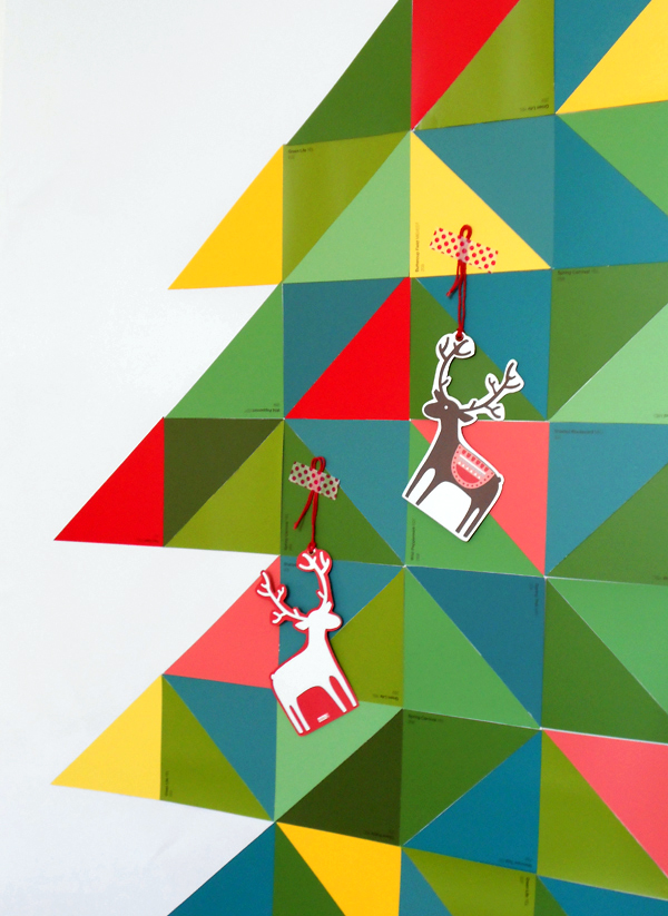 DIY paint chip Christmas tree wall hanging