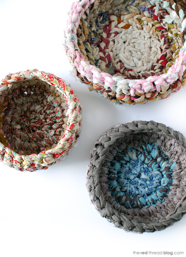 the red thread fabric crochet baskets tutorial