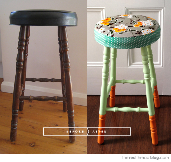 the red thread stool makeover before and after