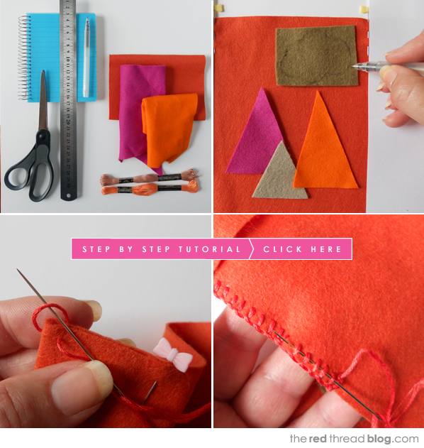 the red thread felt book cover tutorial