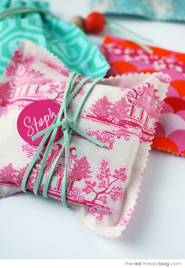 the red thread fabric gift bags