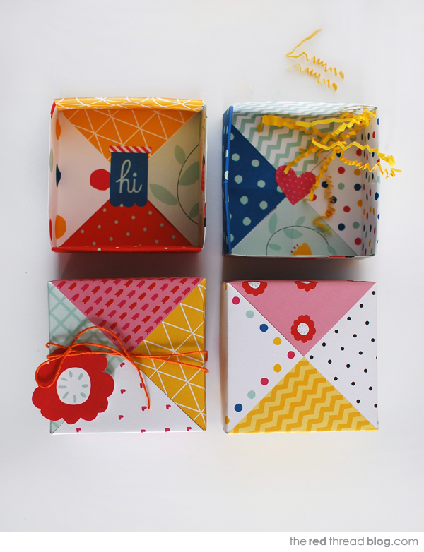 the red thread patchwork origami boxes group