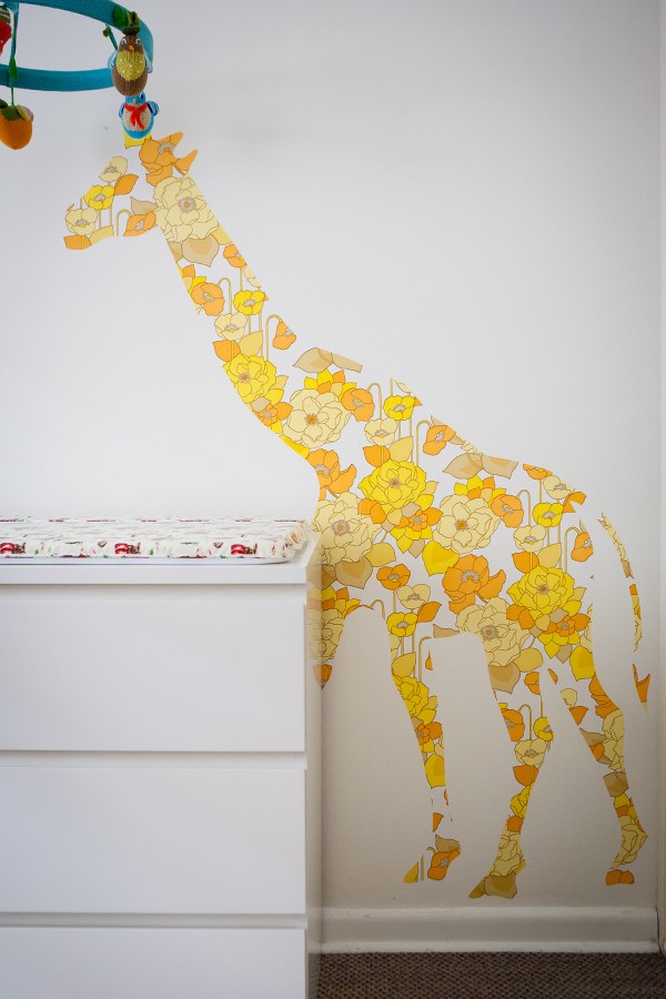 Vintage wallpaper giraffe decal via we-are-scout.com