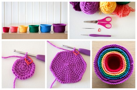 Crochet Rainbow Nesting Baskets Tutorial via Craft.tutsplus.com