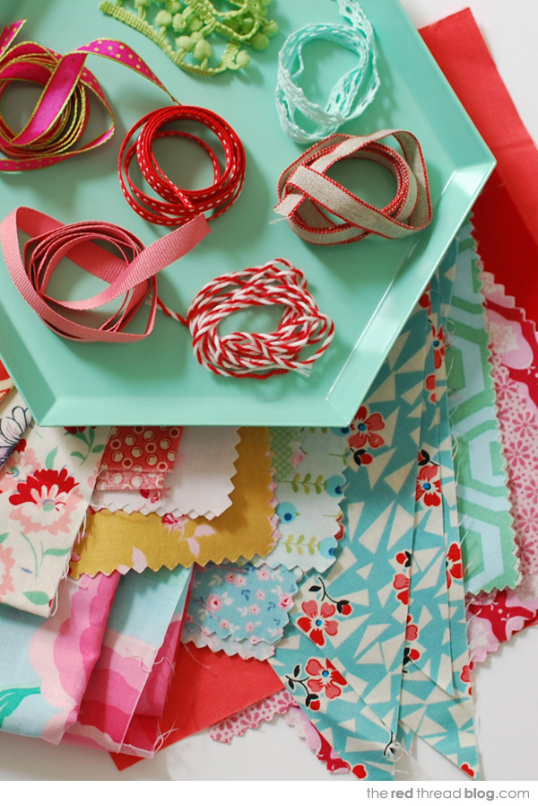 the red thread fabric tassels tutorial materials