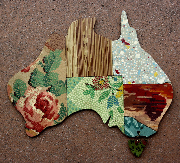 Betty Jo Designs Australian map via the red thread