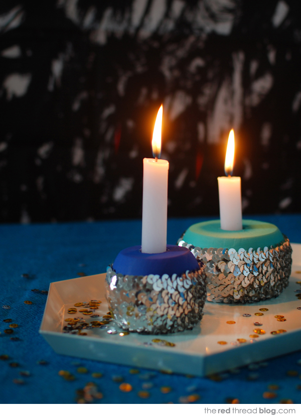 make sequin candle holders - the red thread