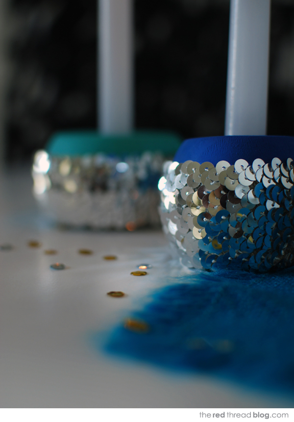 tutorial - sequin candle holders - the red thread