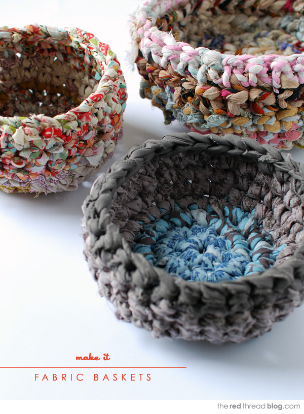 the red thread fabric crochet baskets