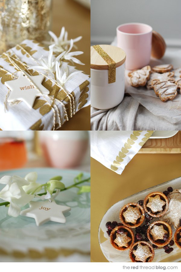 Pastel, white and gold Christmas - the red thread blog. Styling and photography: Lisa Tilse