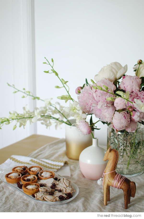 Pastel, white and gold Christmas - the red thread blog. Styling and photography: Lisa Tilse