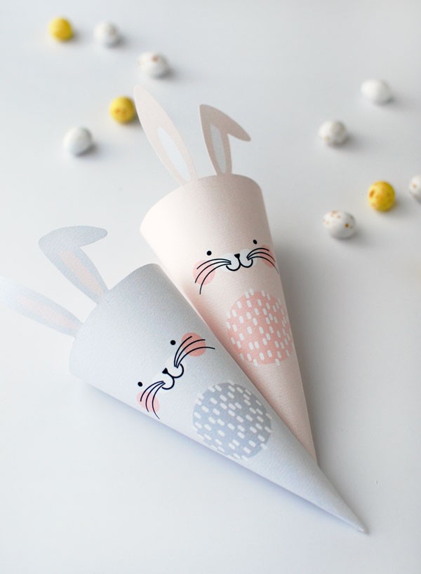 FREE PRINTABLE Easter bunny treat cones via We-Are-Scout.com.