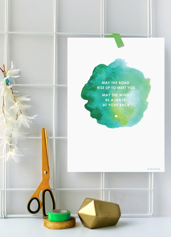 Free modern printable St Patrick's Day poster from we-are-scout.com