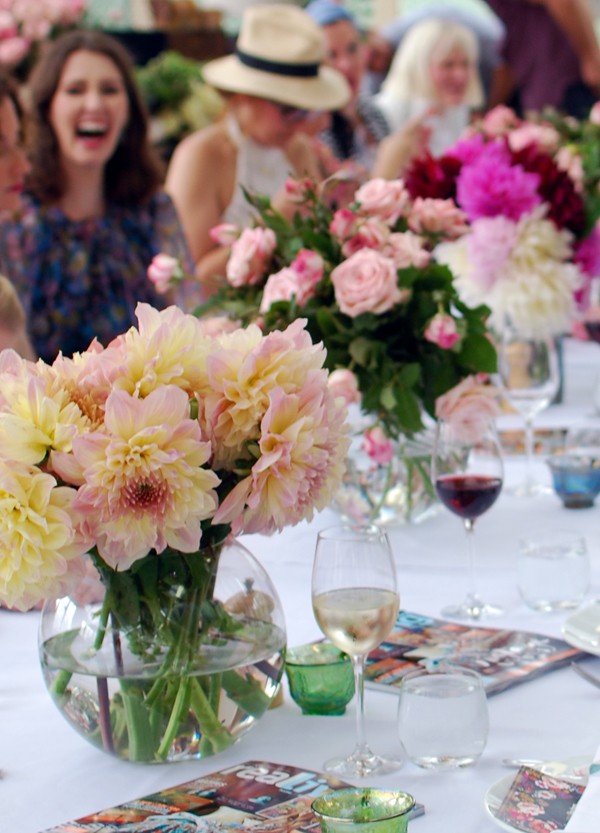 Beautiful blooms adorn the table at the launch of Real Living and Freedom's capsuale collection, via We-Are-Scout.com. Photo by Lisa Tilse for We Are Scout. 