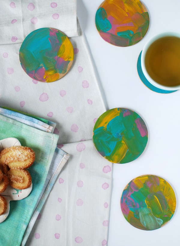 Abstract painterly coasters: 3 gorgeous last-minute Mother's Day crafts for preschoolers (or anyone, really), by Lisa Tilse/We Are Scout.