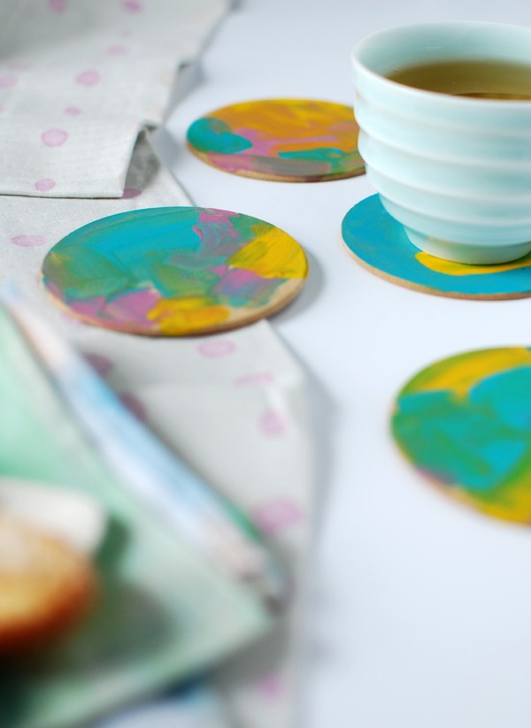 Abstract painterly coasters, from 3 gorgeous last-minute Mother's Day crafts for preschoolers (or anyone, really), by Lisa Tilse/We Are Scout.