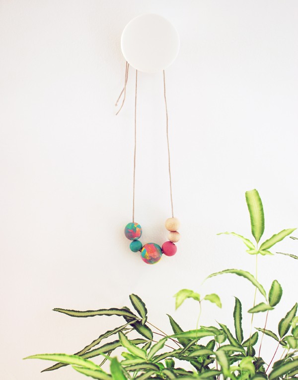 Abstract painted wooden necklace from 3 gorgeous last-minute Mother's Day crafts for preschoolers (or anyone, really), by Lisa Tilse/We Are Scout.