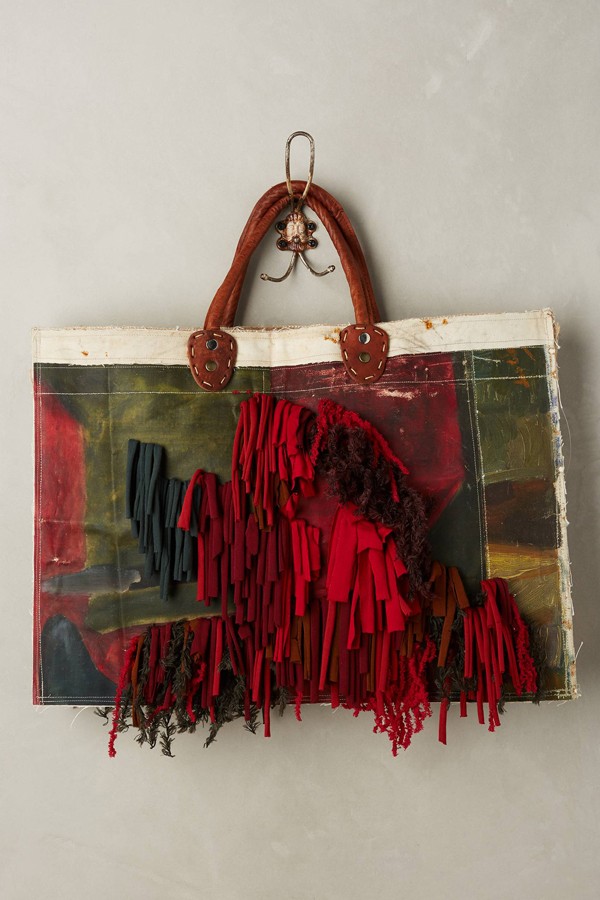 Leslie Oschmann one-of-a-kind Fringed Gaze tote bag for Anthropologie