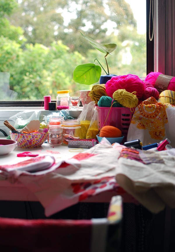 Studio of textile artist Liz Payne. Photo: Lisa Tilse for We Are Scout