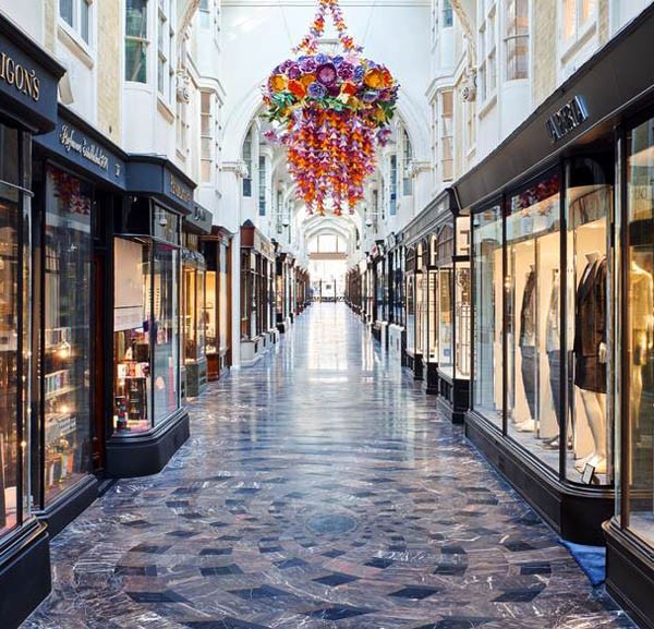 Zoe Bradley paper candelier in the Burlington Arcade London. Photo: Jamie McGregor Smith