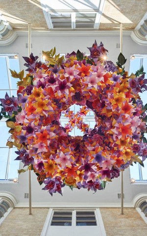 Incredible paper flower chandelier by Zoe Bradley in London's Burlington Arcade.