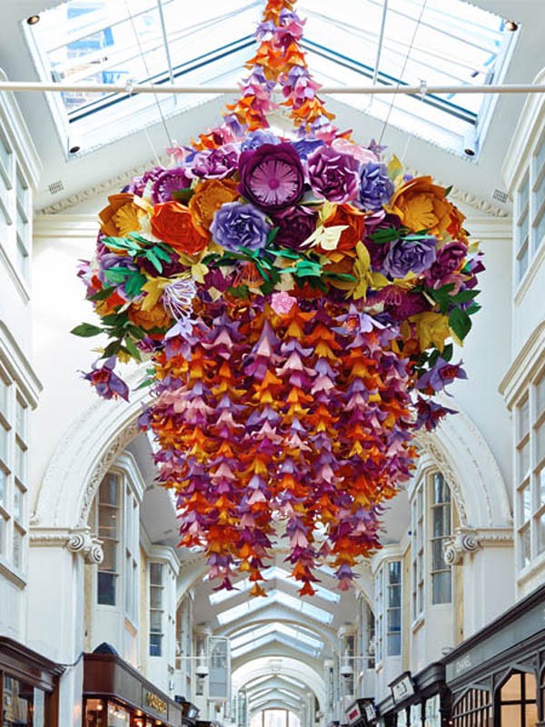 Zoe Bradley paper candelier in the Burlington Arcade London. Photo: Jamie McGregor Smith