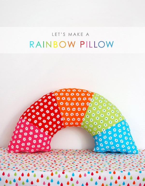 Sew a bright ranbow pillow - tutorial via We Are Scout