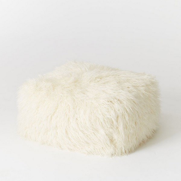 Faux Mongolian Lamb Pouf by West Elm. 