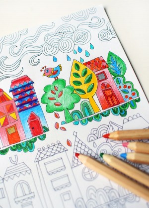 Free adult colouring page. Illustrated by Lisa Tilse for We Are Scout