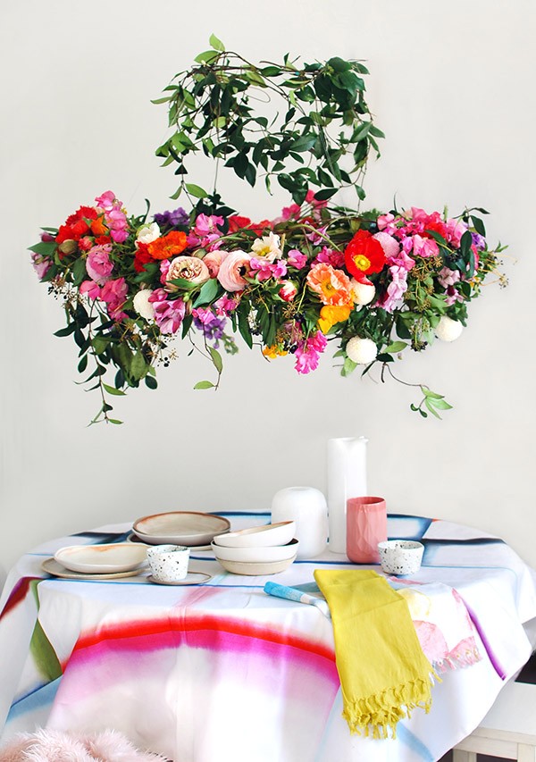 We created this gorgeous hanging flower chandelier from scratch in an afternoon for a statement centrepiece that looks incredible – and smells heavenly.