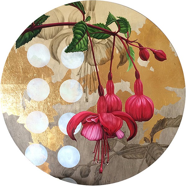 retrospect galleries Alex Louisa. Fuchsia and gold leaf on wood