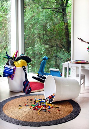 Target's $12 giant plastic cup stool makes great toy storage.