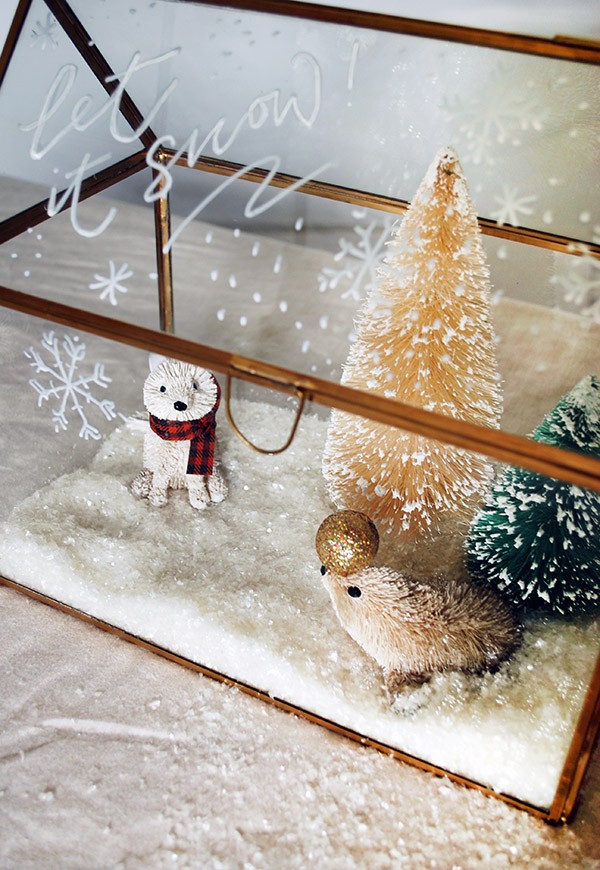 Create a miniature winter wonderland with decorations at West Elm. Photo by Lisa Tilse for We Are Scout.