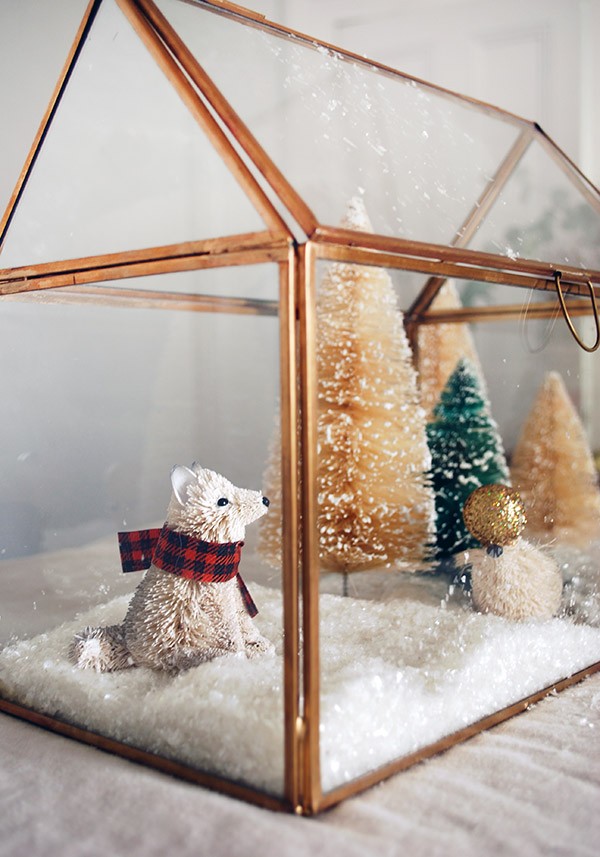 Create a miniature winter wonderland with decorations at West Elm. Photo by Lisa Tilse for We Are Scout.