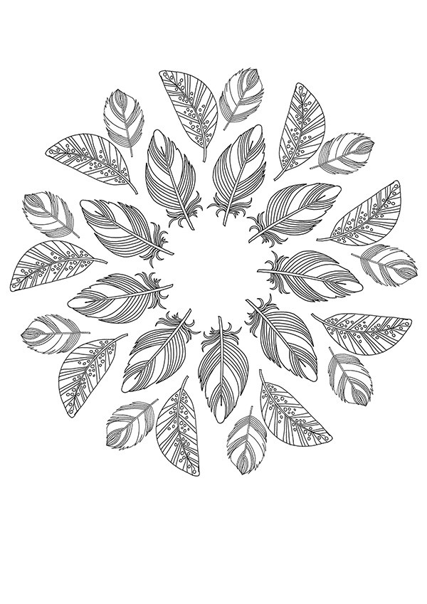 Free colouring page: Feather Mandala, by Lisa Tilse for We Are Scout. 