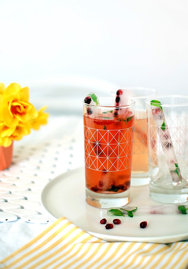 How to make fruity ice cube sticks + 2 delicious drink recipesfor Christmas entertaining. 