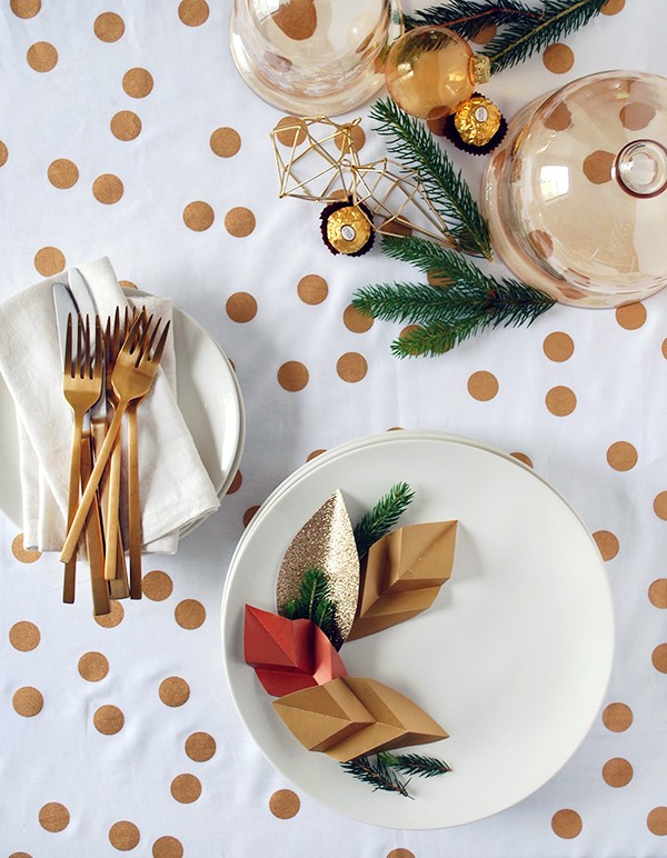 How to set your table with a decadent gold theme - and giant Ferrero Rochers. DIYs and photography by Lisa Tilse for We Are Scout.