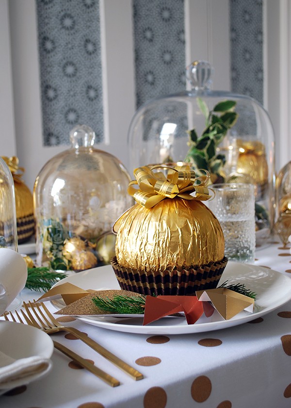 How to set your table with a decadent gold theme - and giant Ferrero Rochers. DIYs and photography by Lisa Tilse for We Are Scout.