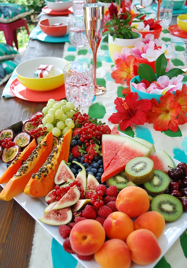 How to create a lush tropical fruit platter for Christmas day. Photo by Lisa Tilse for We Are Scout.