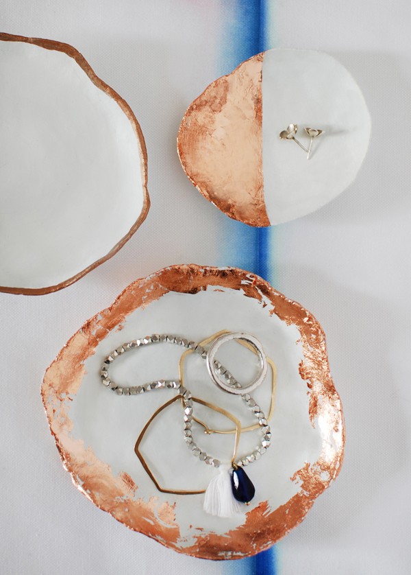 make copper trimmed jewellery dishes