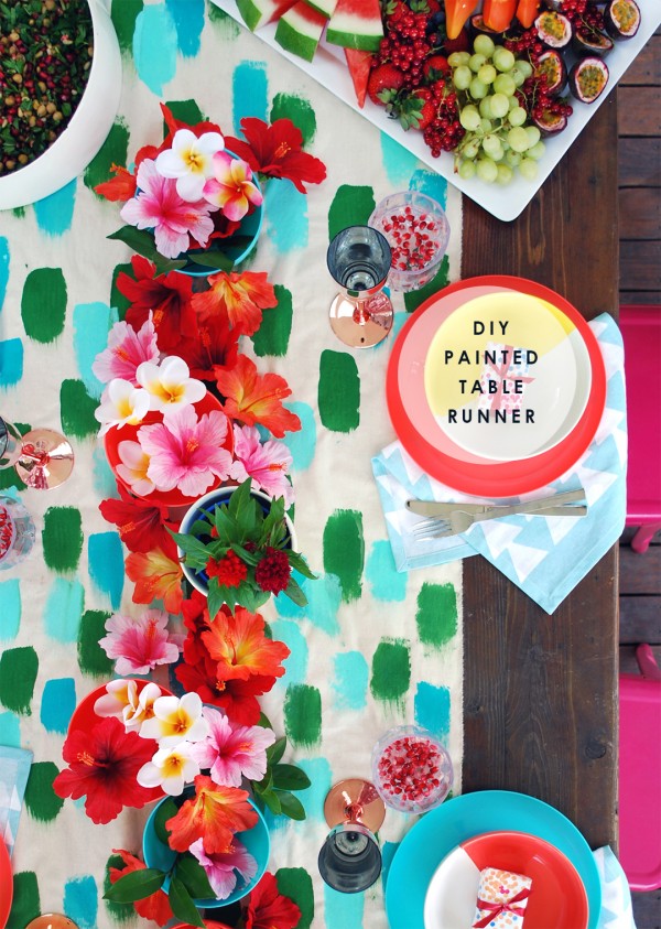 DIY Painted table runner or tablecloth for your next party