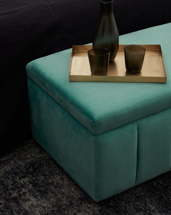 Incy Interiors Ashford Ottoman - in teal velvet