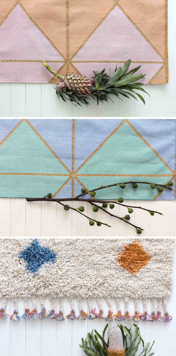 Langdon LTD - Australian homewares. Woven and shag rugs with gold.