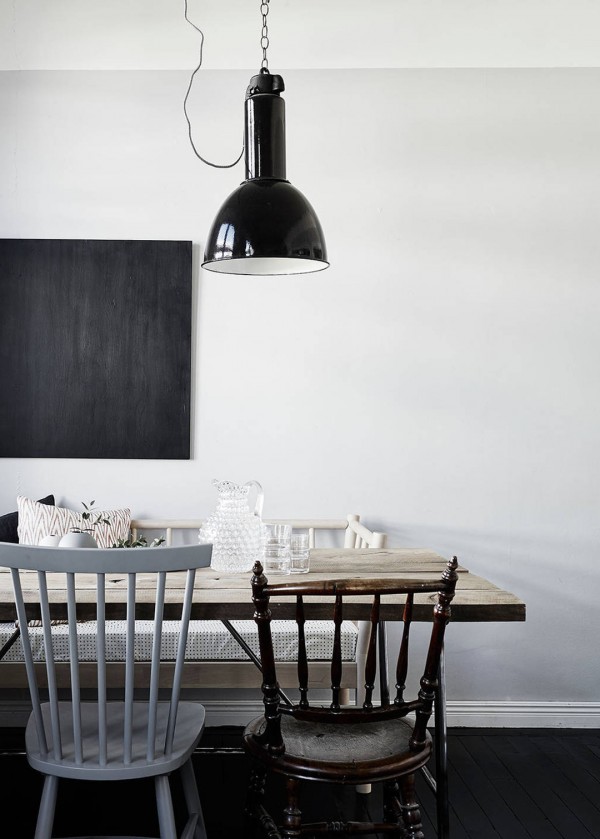 A black and white home with bold indigo accents, and the warmth of natural materials.