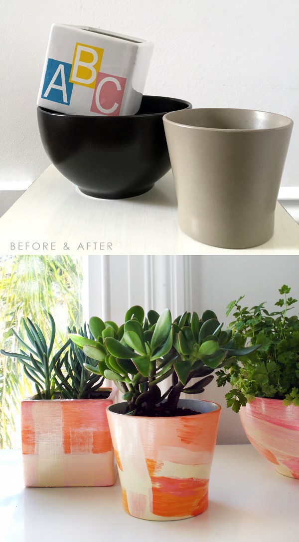 Before and after - give ugly thrifted pots new life with a designer makeover