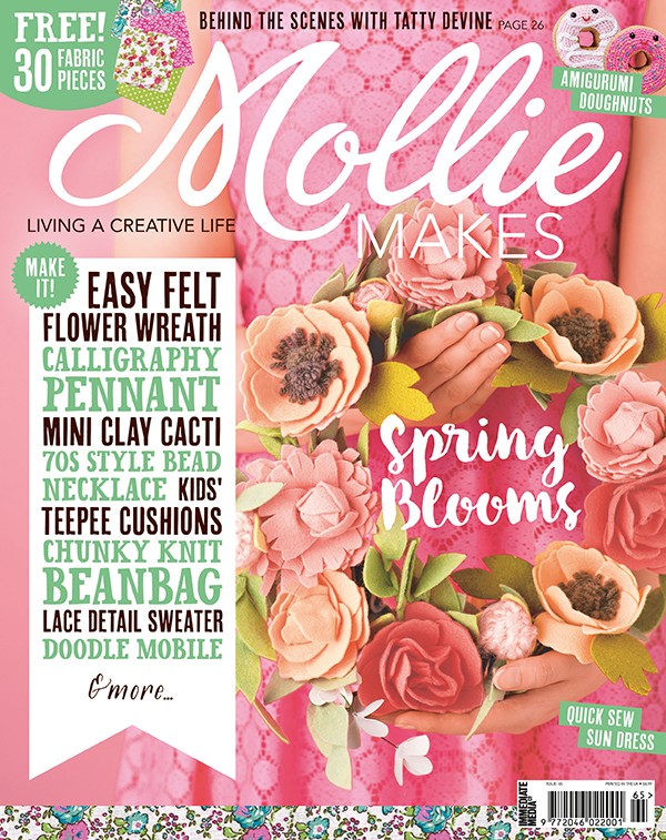 fabric inspiration bundle of 4 Mollie makes Magazine English craft magazine on fabric textiles interior and felt