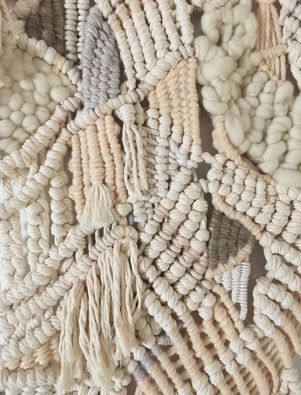 Detail of 'Soft Terrain' - macrame work by fiber artist Sally England