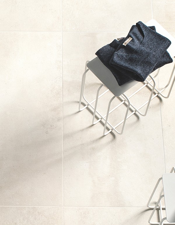 Porcelain tiles with the look of concrete