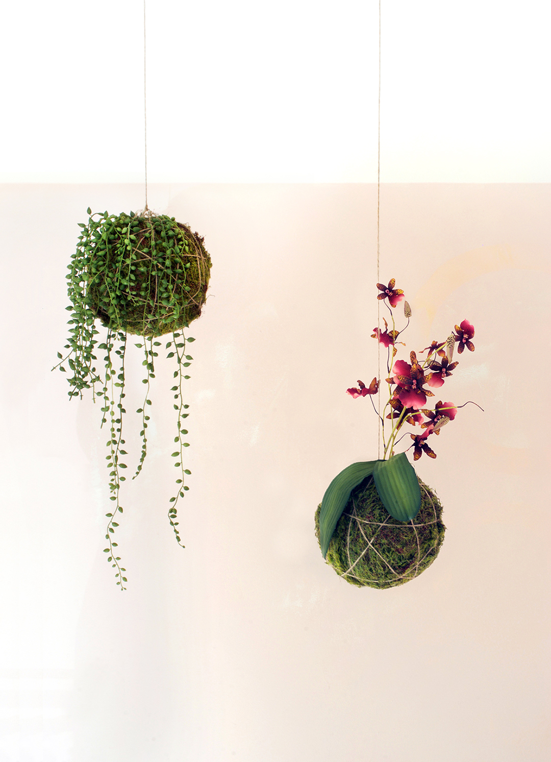 how to make faux hanging string plants